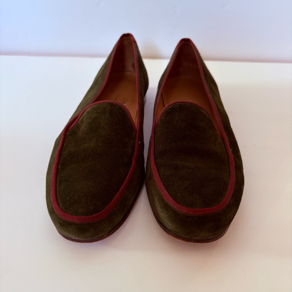 STUBBS&WOOTTON Green Pink Leather Suede Slip-On Loafers‎ Slippers 7 Men’s Yacht - Picture 3 of 7